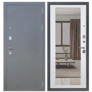 Дверь мет. АРКАН ЗЕРКАЛО Букле графит / Velluto Bianco 2050*860 R