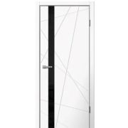 Дверное полотно Line02 ПВХ Белый 600 стекло черное