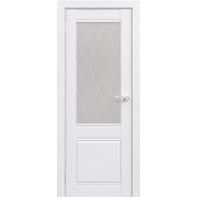 Дверное полотно ПО ЛИГА ЭКСТРА 02 СТЕКЛО плоская филенка Эмалит белый 800